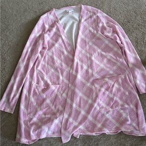 Lularoe Caroline Cardigan Sweater Size Small-Worn 1x-Pink and White Stripe